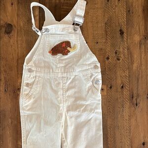 Kids Cream Overalls with Elephant Patch